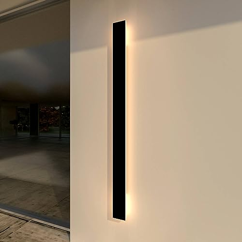 HMAKGG Lange Wandleuchte Aussen - 100CM 30W Aussenlampe Wand Anthrazit IP65 Wasserdicht - Warmes Weiß - LED Wandlampe Aussen für Villa Terrassen Gärten Aussenleuchten Hauswand, 3000K