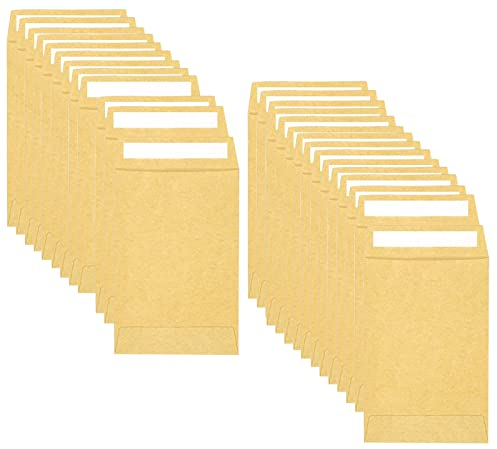 50 Stk Faltentaschen Versandtaschen Kraftpapier Umschläge 9 X 6cm Braune Selbstklebende Umschläge Klein zum Verpacken von Münzen Notizen Perlen Löhne