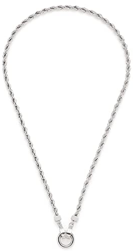 Leonardo Jewels Cordula Halskette, Kette aus Edelstahl mit Clip&Mix Verschluss, silber, Anker-Kette Kordel Optik 43 cm, Damen Schmuck, 023065