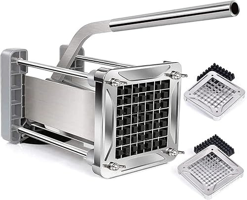 Chip Cutter, Sopito Professional Potato Chipper Stainless Steel with 1/2 Inch and 3/8 Inch French Fries Cutter Replacement Blades for Home and Commercial Use