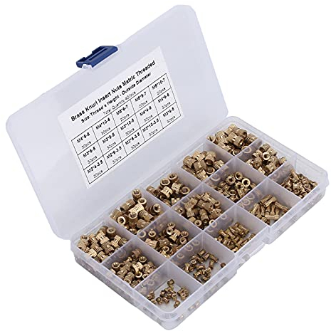 BstXqty 420 Stück Gewindeeinsatz,Messing-Set Mit Innengewinde Eingebettetes Set mit Kunststoff-Box M2 M3 M4 M5 Für Kunststoffteiledurch Wärme oder Ultraschall in 3D-Drucker Teile mit Kunststoff-Box
