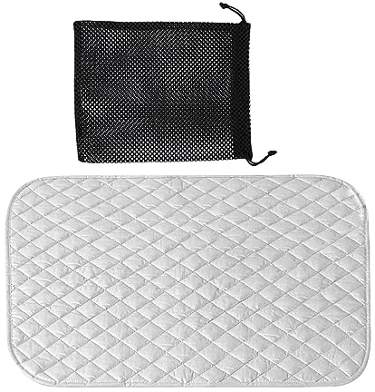 1 tappetino da stiro e 1 borsa a cordoncino nero, tavolo da stiro, tappeto da stiro domestico, portatile, tappeto da stiro da viaggio, tappeto da stiro pieghevole per ufficio o letto(taglia 48 x 85