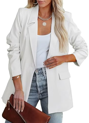 MGizo DtiSpectrum Blazer pour Femme - Veste de Costume Ample à Simple Boutonnage Ouverte sur Le Devant pour Femme de Bureau, Vestes d'affaires à Manches Longues et Col à Revers