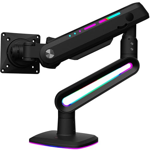 Invision VORTEX Gaming Monitor Arm for 27-57 Inch Screens | Curved & UltraWide | 5v USB Powered | 14 Mode RGB Integrated LED Lights | 3-18kg MAX (VR200)