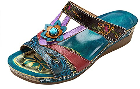 Sandales Femmes Nu-pieds Orthopédique Compensées Sandale Confortable de Plage Offre de Printemps Pantoufles Femme ete Respirantes Semelles épaisses Anti-dérapant Chaussures Bohemia Romain Sandals