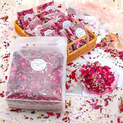 Pétalos de rosa secos en bolsa transparente, popurrí floral decorativo rosa, flores secas naturales, confeti de boda, regalo de devolución portpuri