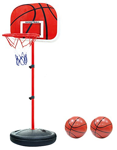 PELLOR Einstellbare Basketballständer, Basketballkorb mit Ständer Höhenverstellbar Basketball-Backboard Ständer Hoop Set für Kinder (Rot, 170CM)