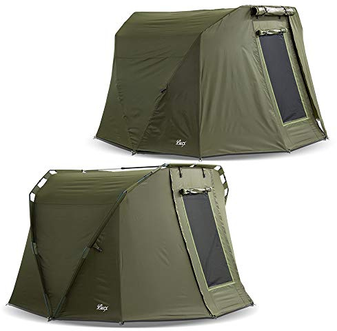 Lucx Caracal Bivvy + Winterskin 1 bis 2 Mann Angelzelt + Überwurf 2 Personen Karpfenzelt + Overwrap Angler Zelt Carp Dome + Skin 10.000mm Wassersäule