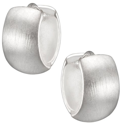 Vinani Damen Ohrringe 925 Silber - Klapp-Creolen Ohrring Set für Frauen mattiert abgerundet aus 925 Sterling Silber Ohrringe CARM