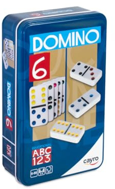 Cayro - Domino - + 6 Anni - Modello Multicolor Con Gettoni Colorati - Classico Gioco Da Tavolo Per Bambini E Adulti - Ideale Per Viaggi - Da 2 A 4 Giocatori