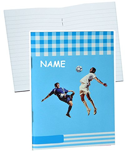 alles-meine.de GmbH Muttiheft/Oktavheft liniert incl. Namen - klein A6 mit 68 Seiten - Fußball blau - auch als Aufgabenheft/Vokabelheft für Jungen Kinder