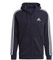adidas Uomo Essentials Fleece 3-Stripes Full-Zip Hoodie, Dark Blue/White, M