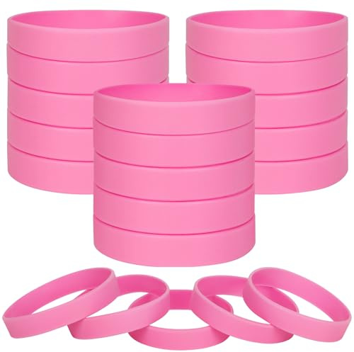 LVNRIDS Silikonarmband 100 st, elastiskt gummiarmband för sportfester av herr dam ljusrosa