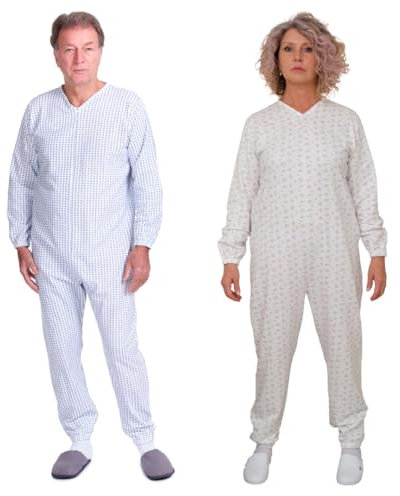 FERRUCCI COMFORT Pigiama Sanitario Invernale per Anziani - 9012 F - Unisex - Adatto per l'inverno - Felpato (Donna, XL)