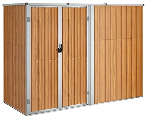 vidaXL Capanno per Attrezzi Marrone 225x89x161 cm in Acciaio Zincato