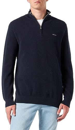 GANT Herren Cotton Pique Halfzip Pullover, Evening Blue, XL EU