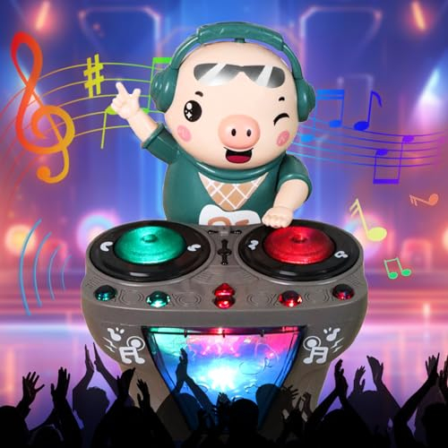 DJ Elektrische Musik Tanzendes Schwein Spielzeug, DJ Schwingendes Schweinchenspielzeug, Schweinchen Spiel mit Musik und Lichte, DJ Musik Tanzendes Schwein Spielzeug für Kinder