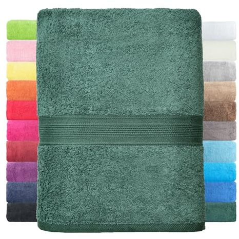 leevitex® Duschtuch 2er Set aus 100% Baumwolle, weich und saugstark | 500 g/m² | 70 x 140 cm | Dunkelgrün