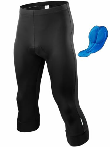qualidyne Men's 4D Padded 3/4 Cycling Tights, Bike Pants for Road & MTB