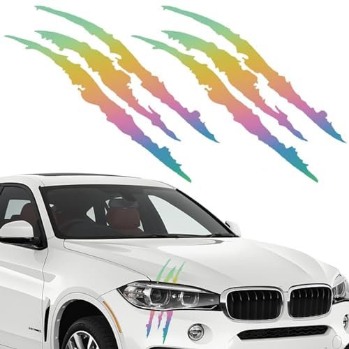 SHIQUAN 2 Stücke Monster Klaue Aufkleber, Wasserdicht, Vinyl, Rot, Autoaufkleber, Karosserie, Scheinwerfer