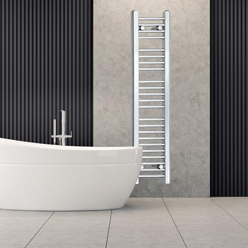 Toallero calefactor cromado estrecho de 350 mm de ancho, recto, plano, calentador de baño, radiador Turkish Zone (350 mm de ancho x 1200 mm de alto)