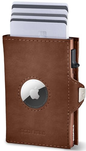 SF SCOFIELD | Airtag Wallet mit Münzfach Herren | Airtag Geldbeutel RFID - Schutz | Geldbörse für 9-10 Karten | Portmonee Herren | Portemonnaie | Kartenetui für Apple Air Tag | Wallets for Men Klein