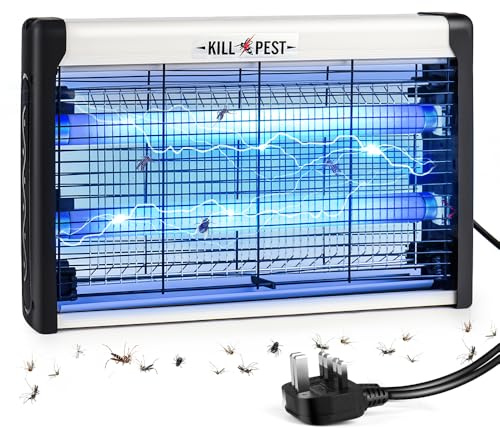 Fly Zapper Electric Indoor Uk, Powerful 1800V &20W Fly Killer Electric, UV Bug Zapper Indoor Insect Trap,Washable Tray and Hanging Chain Suitable for Bedroom, Living Room, Dining Room(UK PLUG)