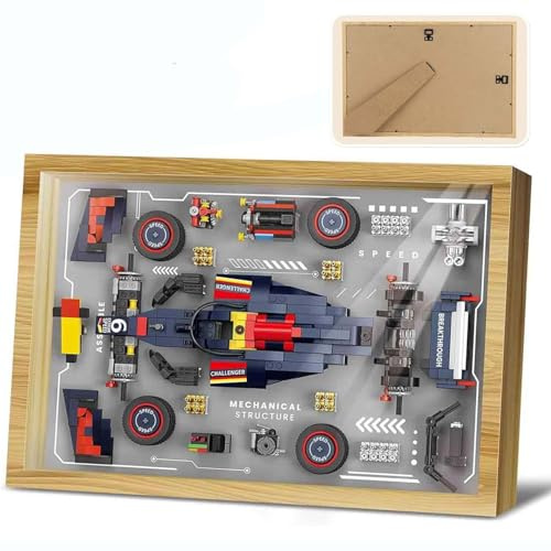 TOY PLAYER Ideas - Set di mattoncini da costruzione 3D, modello F1, con cornice per la decorazione della scrivania e della parete, regalo per adulti e ragazzi 14+(738 pezzi)