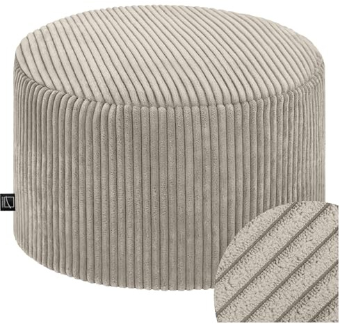 Domarex Runde Sitzpouf 45x25 cm weich modern Fußhocker Sitzhocker gepolstert rutschfest für Wohnzimmer Schlafzimmer Kinderzimmer Made in Polen
