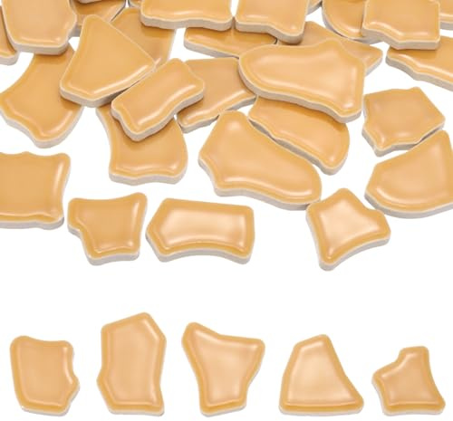 PATIKIL 250g/0.55LB Baldosas De Mosaico De Cerámica Irregulares, Piezas De Porcelana Rotas Teñidas De Mosaico De 0.79-1.57 Piedras A Granel Para Manualidades DIY, Marrón Claro
