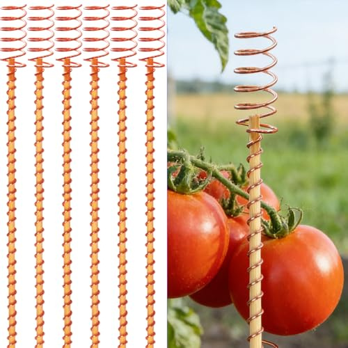 6 estacas para plantas de electrocultivo, antenas de alambre de bobina de cobre disponibles de 13 pulgadas, juego de anillos tensores, varillas de cobre, plantación electrónica para cultivar plantas