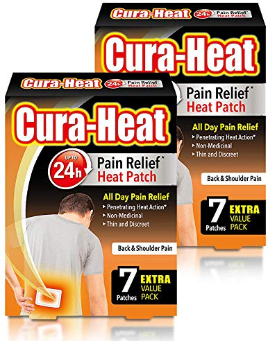 Cura-Heat Back and Shoulder Pain 7 Patches, Pack of 2 (14 Patches)