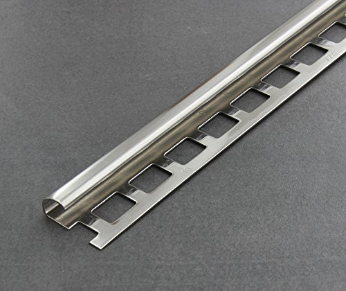 Fliesenschiene, Fliesenprofil, Rundkantenprofil, Edelstahl (V2A) glänzend, Länge 2,50 m 8 mm Höhe 10 Stück Setpreis