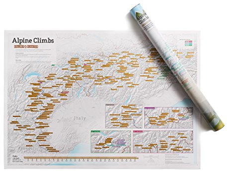 Carte à gratter des ascensions dans les Alpes - 59,4 x 84,1 cm