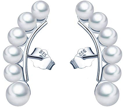 MICGIGI Orecchini da donna in argento Sterling 925 con perle da 3-5 mm
