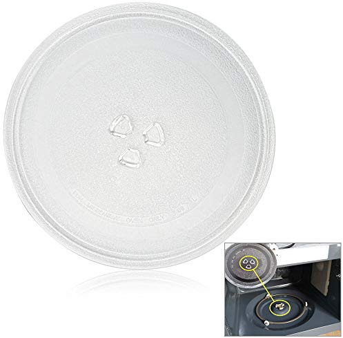 PERFETSELL Mikrowellenteller Glas 24.5cm Mikrowelle Teller Rund Mikrowelle Glasteller Drehteller Ersatz Universal Glasdrehteller mit 3 Fixierern für Mikrowelle