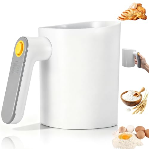 ANNCARY Electric Flour Sifter for Baking, Battery Operated 4 Cup Sifter with Fine Stainless Steel Mesh, Handheld Squeeze Handle, Easy Clean, Sifter for Powdered Sugar, Sourdough Bread, Pastry