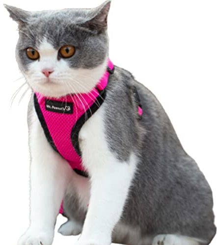 Mr. Peanut's PurrTrek reflektierendes Katzengeschirr mit passender Leine (Größe XS, Pink)