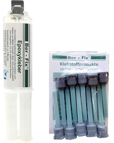 Ber-Fix 5 Min Epoxidharz Kleber 25g – Werkstatt-Großpackung mit 10 Mischdüsen für Holz, Metall & mehr