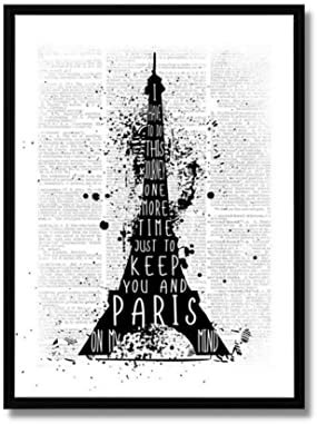 Quadro su Tela Canvas Intelaiato con Cornice - Decorazione da Parete - Soggetti Abbinabili - Stile Moderno 45X60cm (Parigi Tour Eiffel)