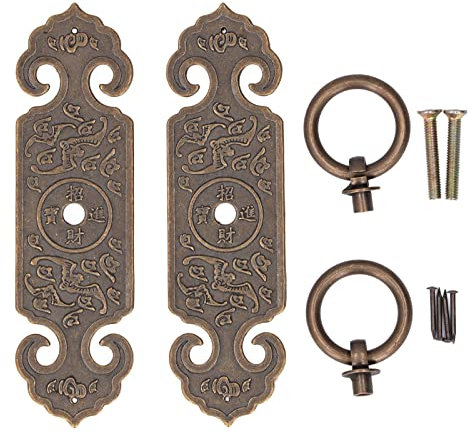 Tissting Tiradores de Muebles Antiguos, Anillos de Cajón de Latón Vintage para Gabinetes de Cocina, Puertas de Muebles y Armarios, 4 Unidades, Latón, Tiradores de Puerta para Espacios Modernos