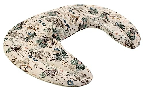 Almohada térmica cervical con cuello. Algodón biológico animales salvajes. Cojín con pepitas de uva. Cojín de nuca. Saco de calor y frio con semillas