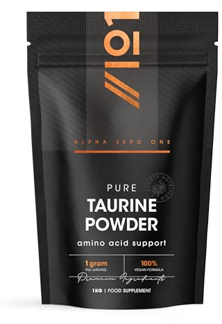 Taurine Powder 1kg – Fermented L-Taurine Amino Acid Powder – Suitable for Vegans – Resealable and Recyclable Pouch by Alpha01