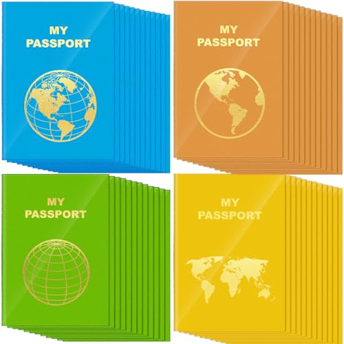 Lincia 48 Pièces Carnets de Passeport Vierges Faux Livre de Passeport Carnet de Voyage Livre Coloriage Activité Voyage Avion en Vrac Projets Décoration (Couleur Vive)