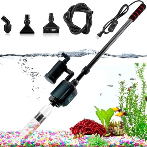 RUYICZB Aspiradora Eléctrica para Acuario, 36W, Sifón 6 En 1 Kit De Limpiador De Grava para Acuario, Juego De Limpieza para Cambio De Agua, Lavado De Arena, Grava Y Suelo