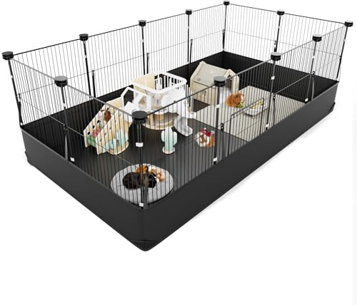 Aystkniet Rabbit Run, Hamster Playpen with Waterproof Bottom Liner, Small Animal Playpen for Guinea Pig, Turtle, Hedgehog, Puppy, Kitten Gerbil, Pet Fence for Indoor and Outdoor 122CM x 60CM x 40CM