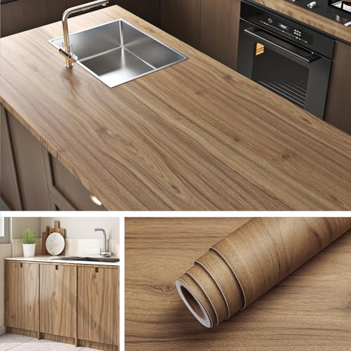 Livelynine Carta Adesiva per Mobili Legno Rovere Pellicola Adesiva per Mobili Legno 60CMx500CM Impermeabile Adesivi Mobilis Cucina Top Armadio Tavolo Rivestimento Adesivo Mobilis Legni Casse