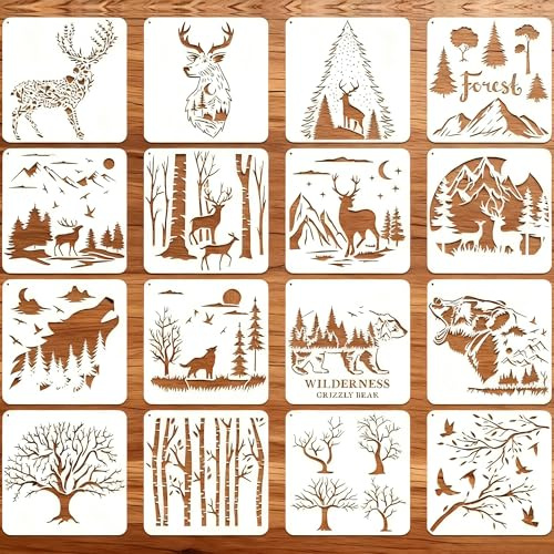 CAPASTEC 16 stycken målarmallar Återanvändbara schabloner Hantverksmallar Ritschabloner Schabloner för målning För heminredning Hantverk Scrapbooking 20x20 cm