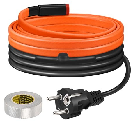 Heizkabel mit Thermostat, BDDFOTO 25 W/m Selbstregulierendes Heizband Frostschutz, Heizdraht IP65 Wasserdicht Zum Schutz von Wasserleitungen, Dachrinnen und Weidetränken, 2 m