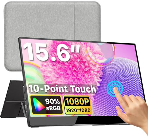 kksmart Portable Monitor for Laptop MacBook Surface PC Xbox PS5, Travel Monitor Second Screen for Laptop, HDMI USB-C VESA Compatible Built-in Speaker, 15.6inches
